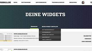 Toller Service für Vereins-Webmaster: Das Widget-Center auf FUSSBALL.DE © FUSSBALL.DE