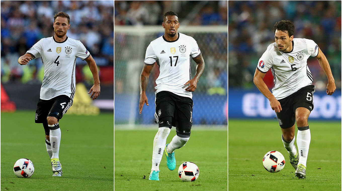 Die erfolgreiche Dreierkette gegen Italien: Höwedes, Boateng und Hummels (v.l.) © GettyImages/DFB