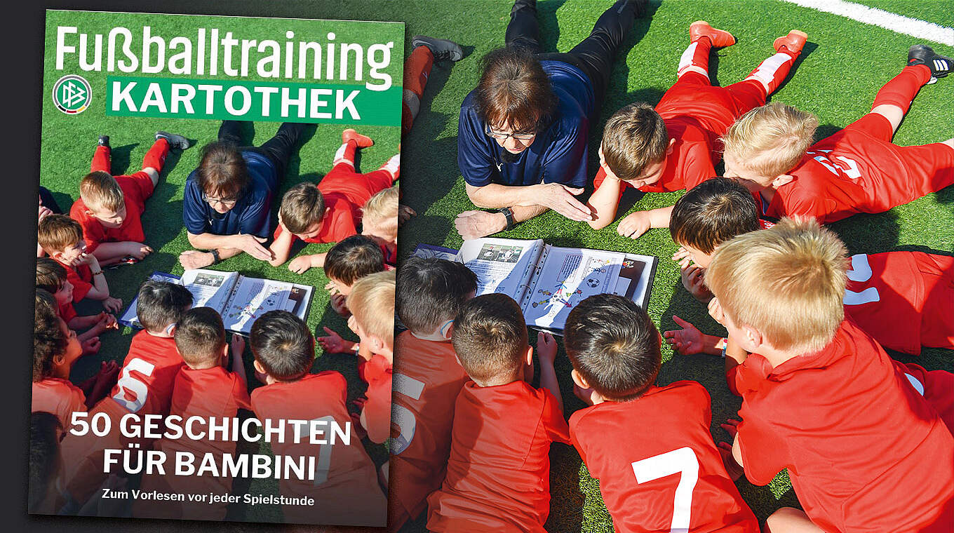 Lernspaß für Kinder: Wir stellen die Fußballtraining-Kartothek „50 Geschichten für Bambini“ vor. © Philippka