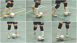 Dribbling: Beim Blindenfußball wird der Ball mit der Innenseite der Füße gespielt © Sepp Herberger-Stiftung