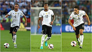 Die erfolgreiche Dreierkette gegen Italien: Höwedes, Boateng und Hummels (v.l.) © GettyImages/DFB